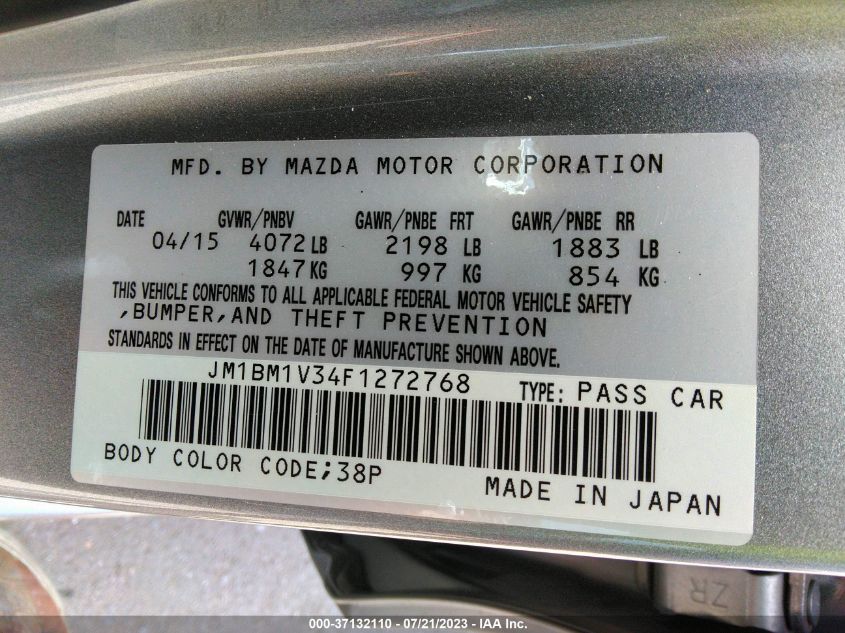 2015 MAZDA MAZDA3 S TOURING - JM1BM1V34F1272768