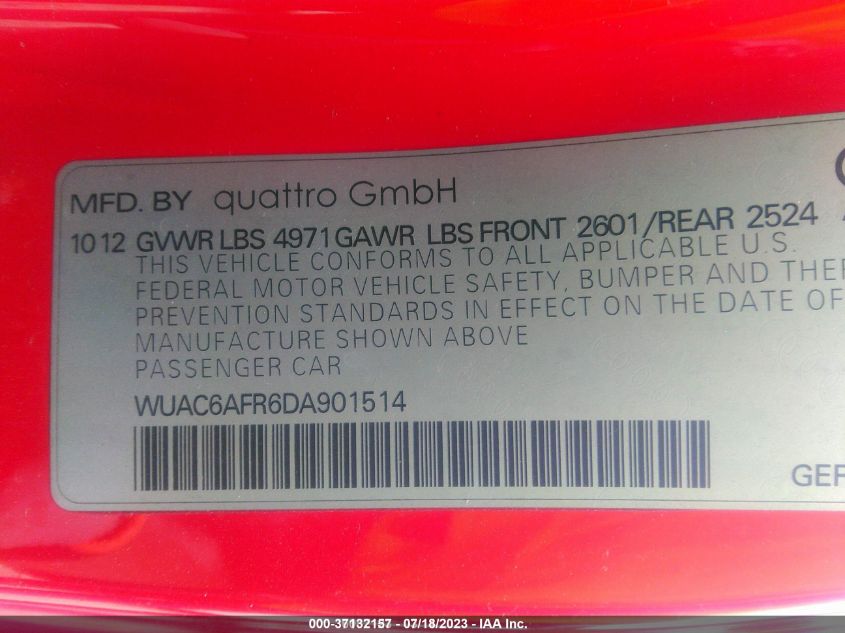 2013 AUDI RS 5 WUAC6AFR6DA901514