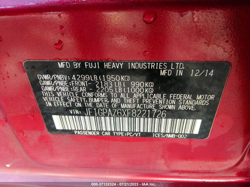 2015 SUBARU IMPREZA WAGON 2.0I SPORT LIMITED - JF1GPAZ6XF8221726