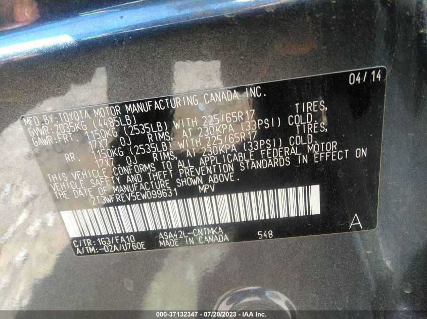 2014 TOYOTA RAV4 XLE - 2T3WFREV5EW099631