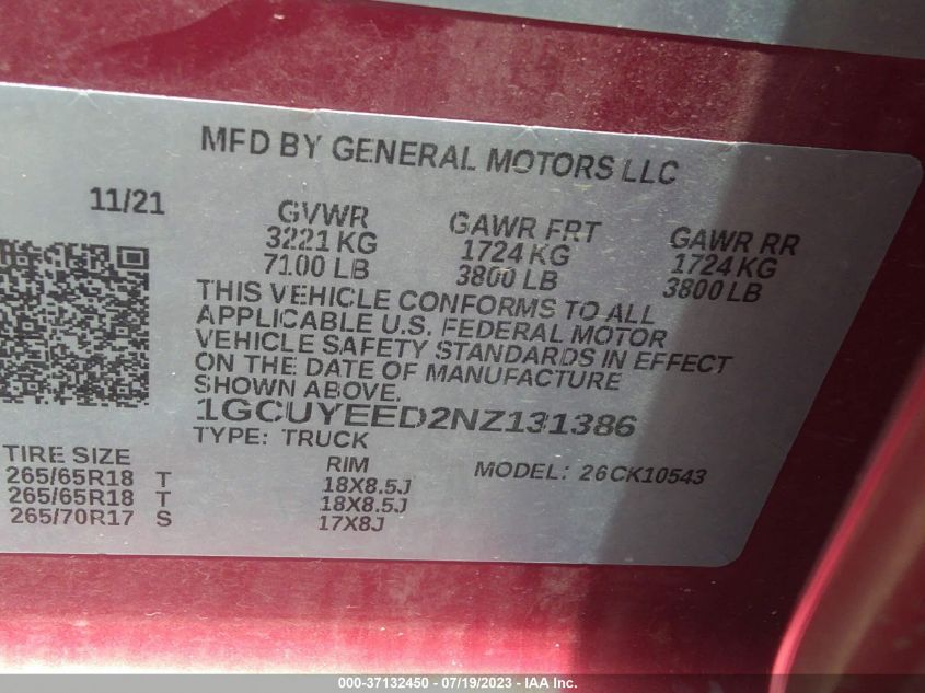 2022 CHEVROLET SILVERADO 1500 LTD RST - 1GCUYEED2NZ131386