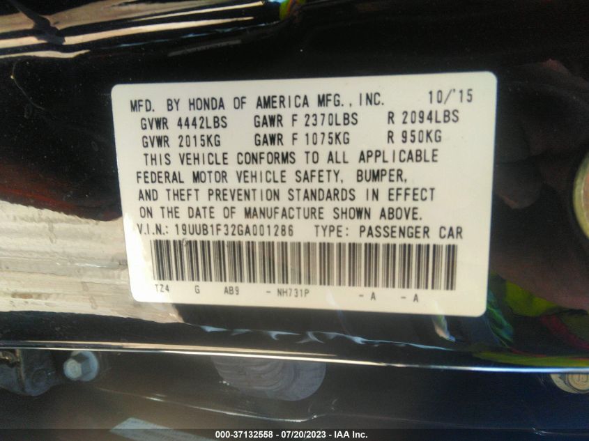2016 ACURA TLX - 19UUB1F32GA001286