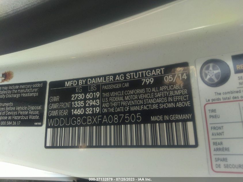2015 MERCEDES-BENZ S-CLASS S 550 - WDDUG8CBXFA087505