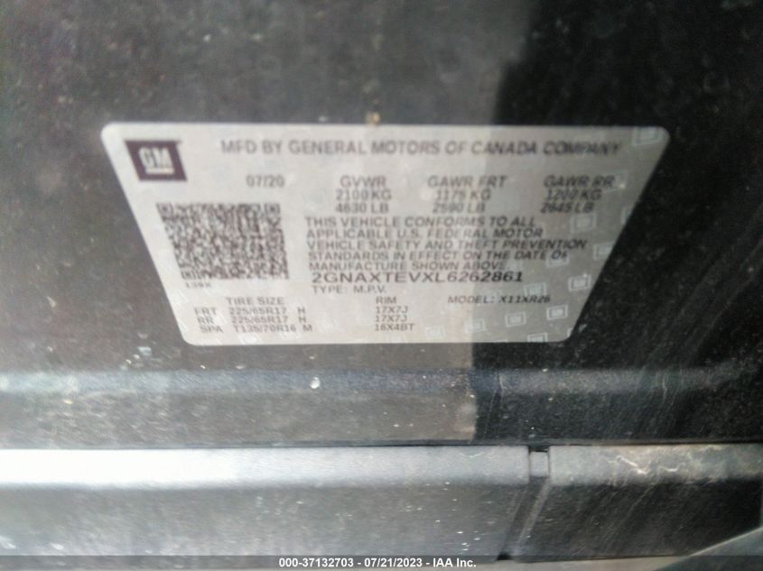 2020 CHEVROLET EQUINOX LT - 2GNAXTEVXL6262861