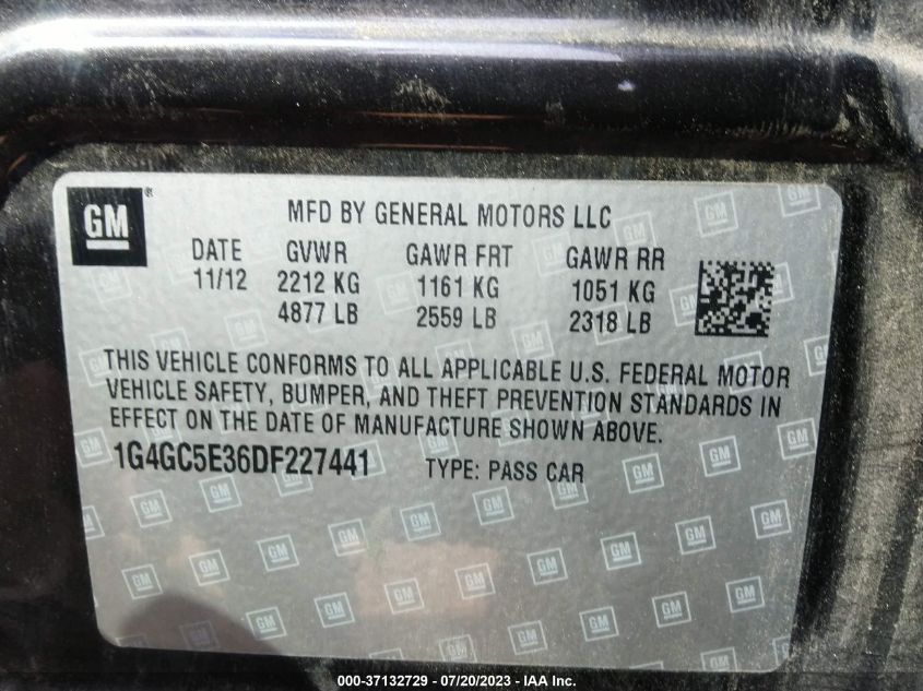 2013 BUICK LACROSSE LEATHER - 1G4GC5E36DF227441
