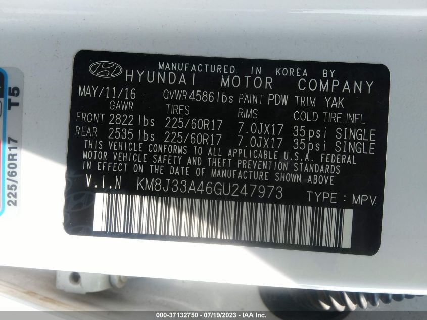 2016 HYUNDAI TUCSON SE - KM8J33A46GU247973