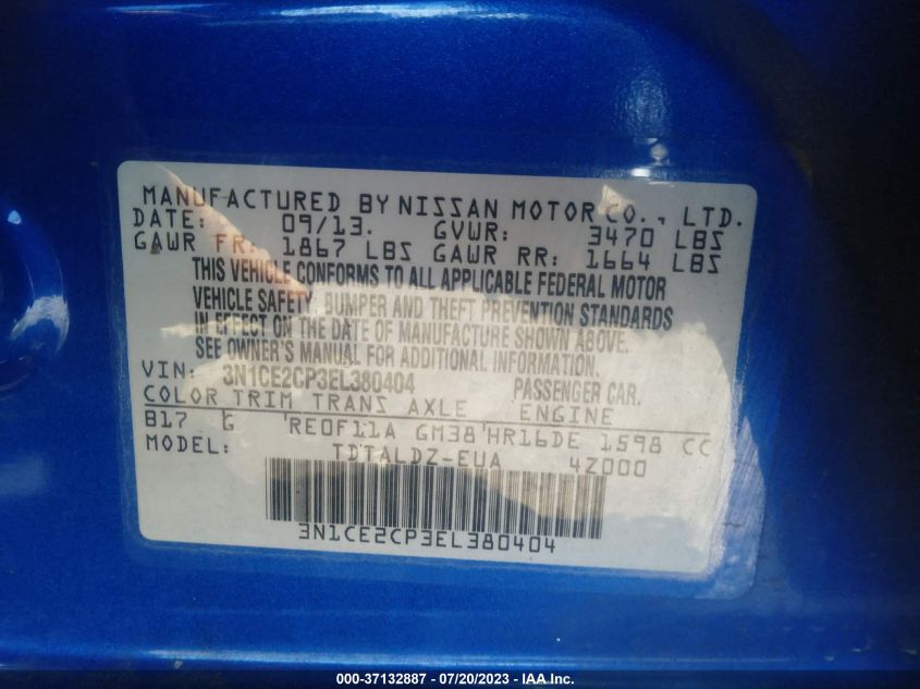 2014 NISSAN VERSA NOTE SV - 3N1CE2CP3EL380404