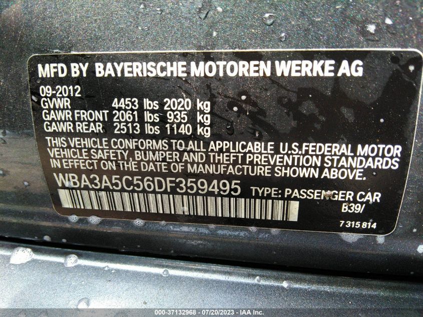 2013 BMW 3 SERIES 328I - WBA3A5C56DF359495