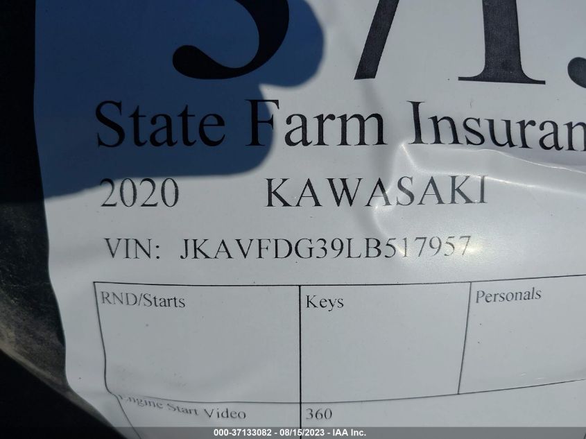 2020 KAWASAKI KVF750 G - JKAVFDG39LB517957