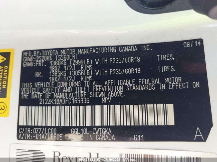 2015 LEXUS RX 350 - 2T2ZK1BA3FC165936