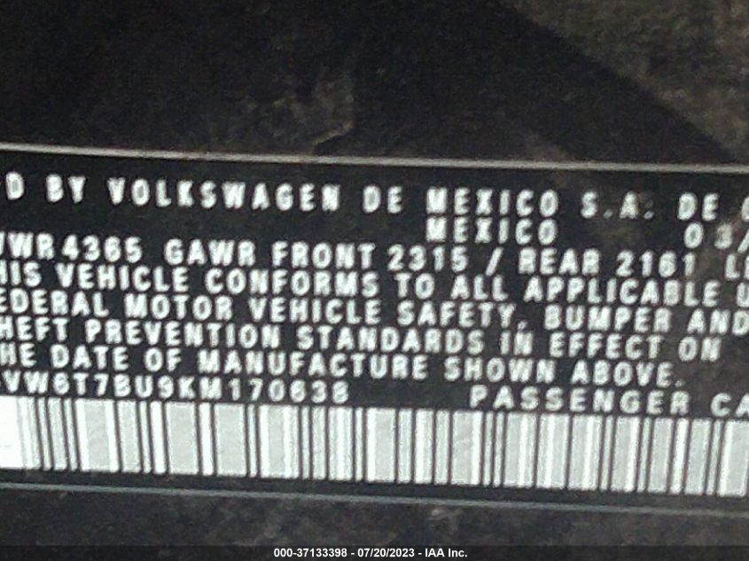 2019 VOLKSWAGEN JETTA GLI S - 3VW6T7BU9KM170638