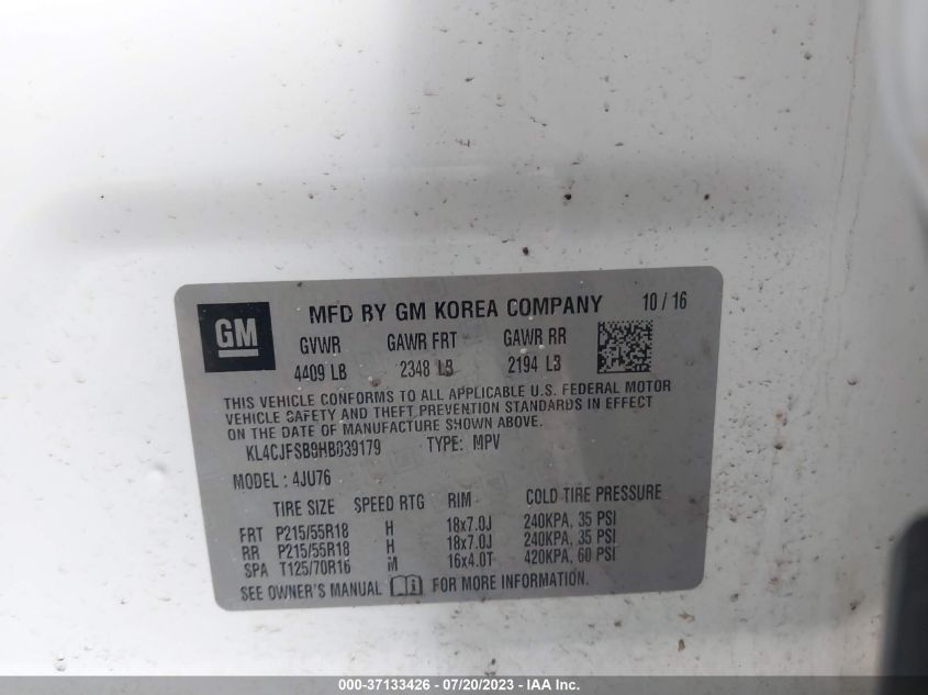 2017 BUICK ENCORE PREFERRED II - KL4CJFSB8HB039179