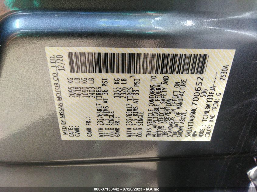 2021 NISSAN ROGUE S - 5N1AT3AB6MC700652