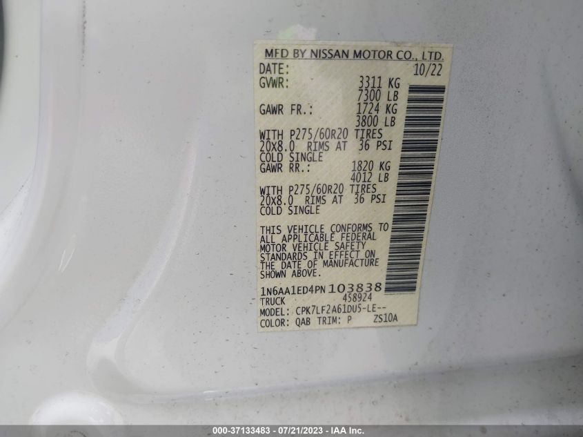 2023 NISSAN TITAN PLATINUM RESERVE - 1N6AA1ED4PN103838