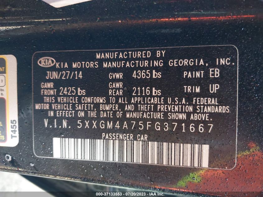 2015 KIA OPTIMA LX - 5XXGM4A75FG371667