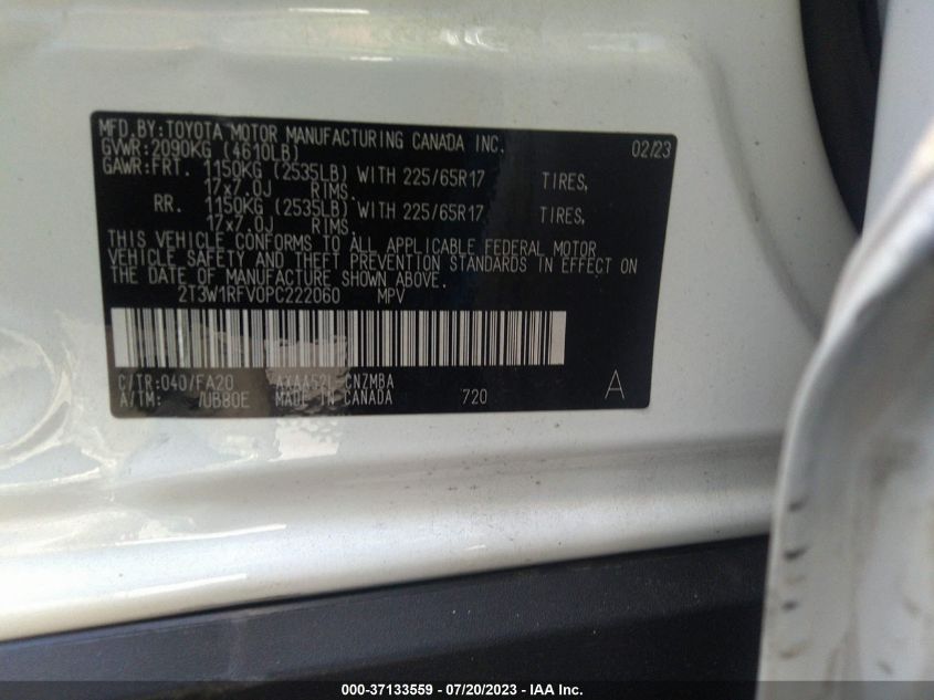 2023 TOYOTA RAV4 XLE/XLE PREMIUM - 2T3W1RFVOPC222060
