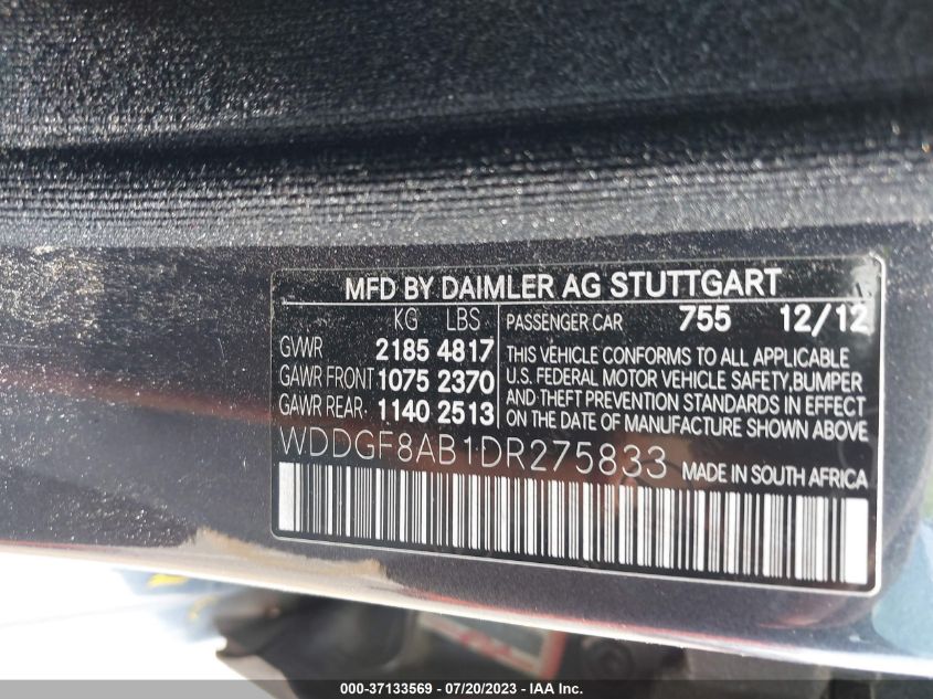 2013 MERCEDES-BENZ C-CLASS C 300 LUXURY - WDDGF8AB1DR275833