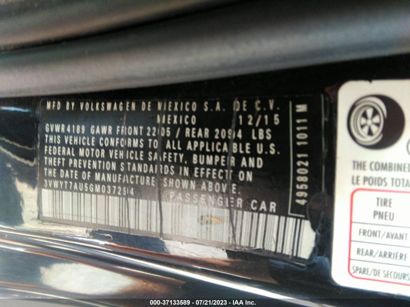 2016 VOLKSWAGEN GOLF GTI S - 3VWYT7AU5GM037294