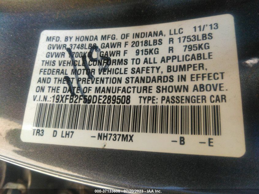 2013 HONDA CIVIC SDN LX - 19XFB2F59DE289508