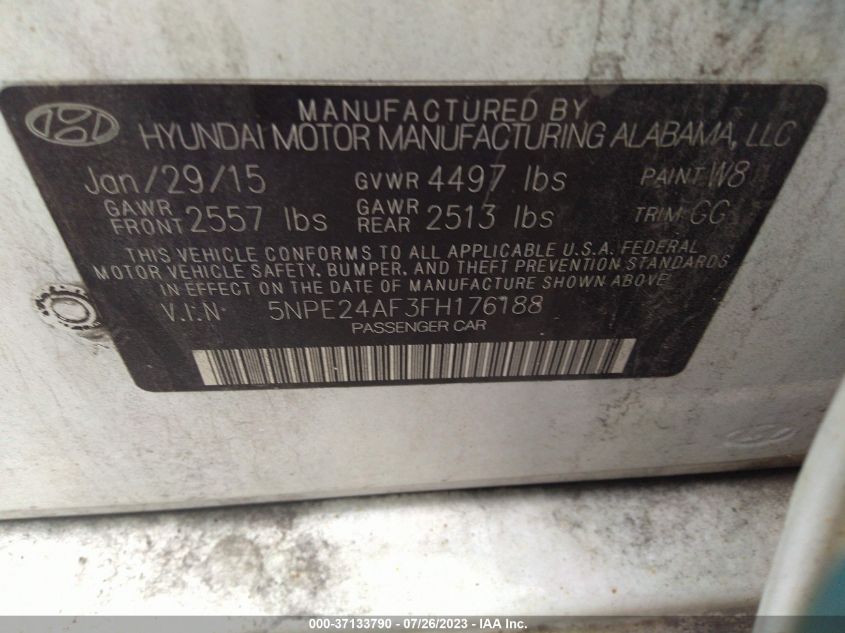 2015 HYUNDAI SONATA 2.4L SE - 5NPE24AF3FH176188