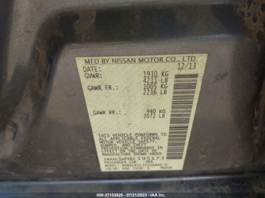 2014 NISSAN ALTIMA 2.5 S - 1N4AL3APXEC195173
