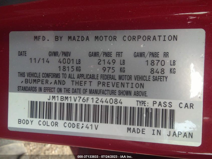 2015 MAZDA MAZDA3 I TOURING - JM1BM1V76F1244084