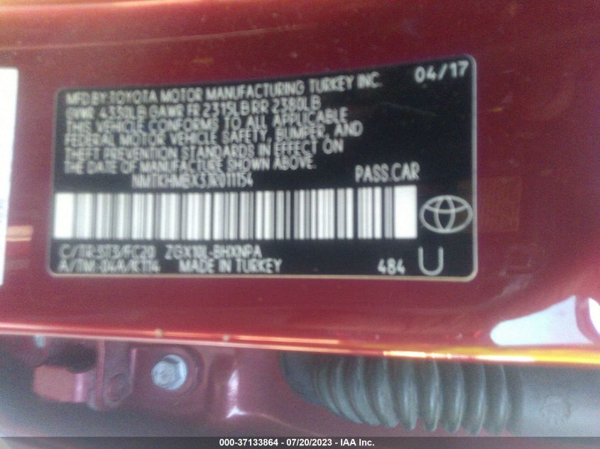 2018 TOYOTA C-HR XLE - NMTKHMBX3JR011154