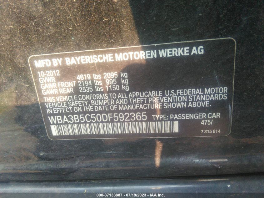 2013 BMW 3 SERIES 328I XDRIVE - WBA3B5C50DF592365
