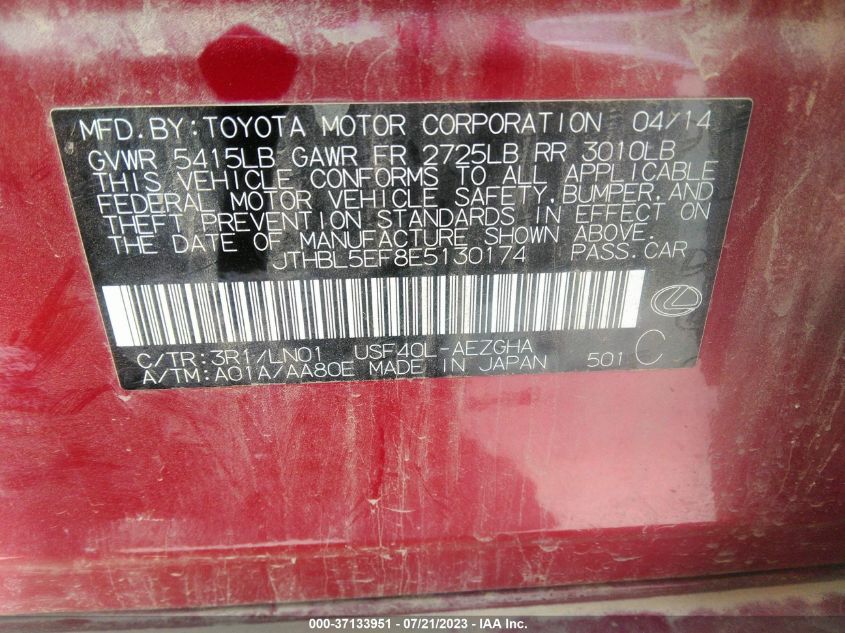 2014 LEXUS LS 460 JTHBL5EF8E5130174