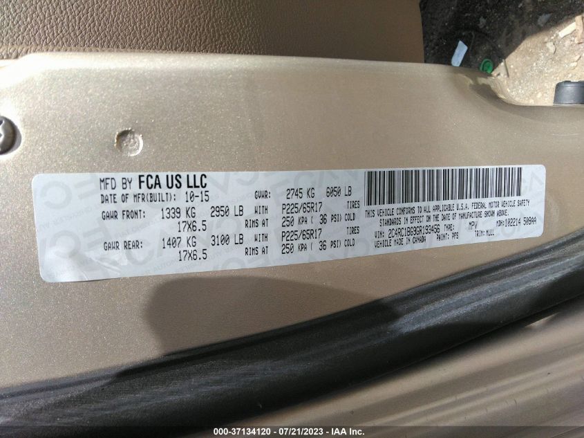 2016 CHRYSLER TOWN & COUNTRY TOURING - 2C4RC1BG9GR193456