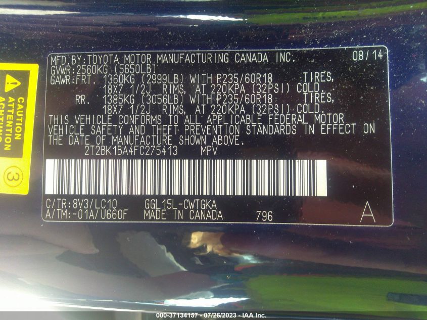 2015 LEXUS RX 350 - 2T2BK1BA4FC275413