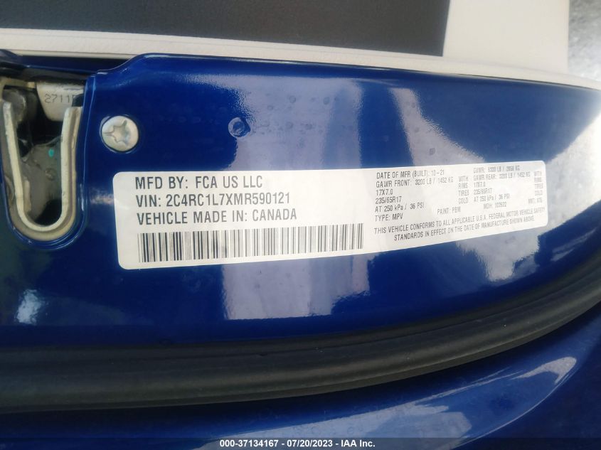 2021 CHRYSLER PACIFICA - 2C4RC1L7XMR590121