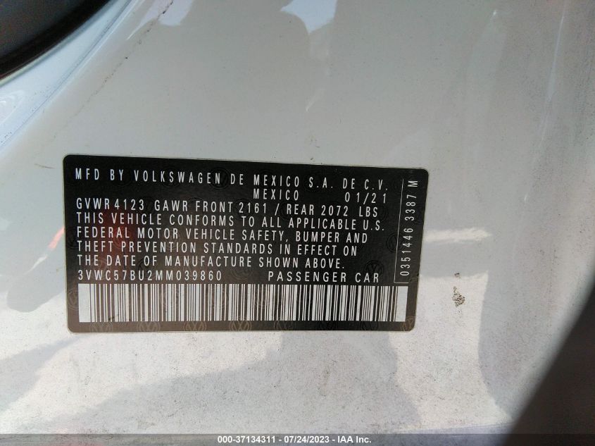 2021 VOLKSWAGEN JETTA S/SE/R-LINE - 3VWC57BU2MM039860