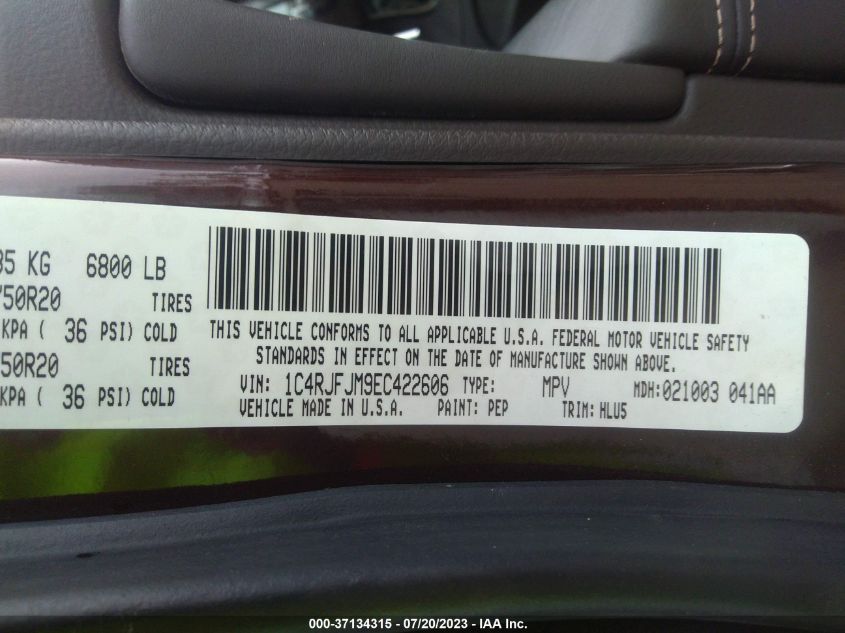 2014 JEEP GRAND CHEROKEE SUMMIT - 1C4RJFJM9EC422606