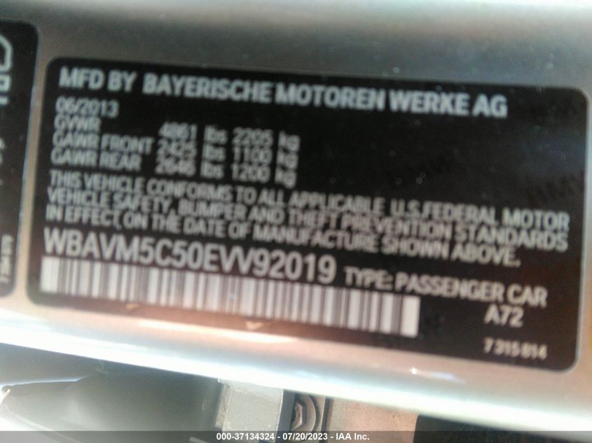 2014 BMW X1 XDRIVE35I - WBAVM5C50EVV92019