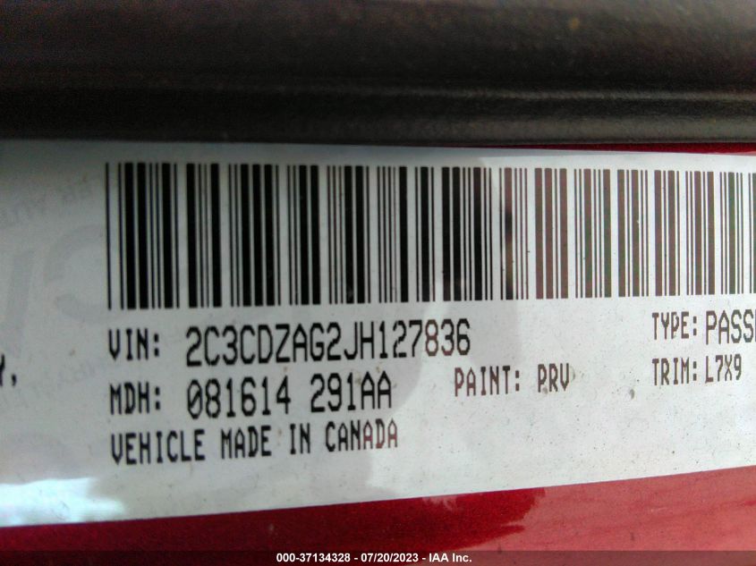 2018 DODGE CHALLENGER SXT - 2C3CDZAG2JH127836