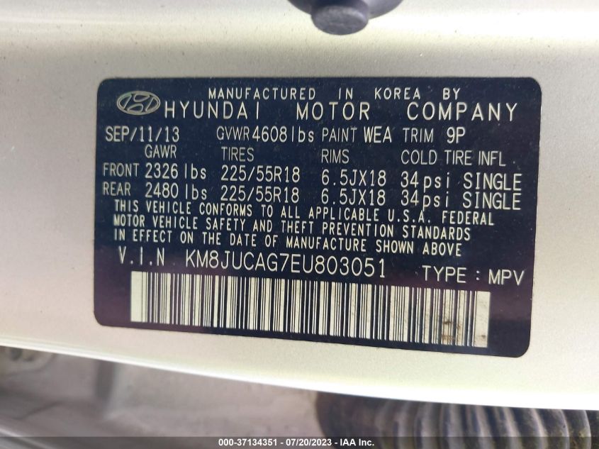2014 HYUNDAI TUCSON LIMITED - KM8JUCAG7EU803051