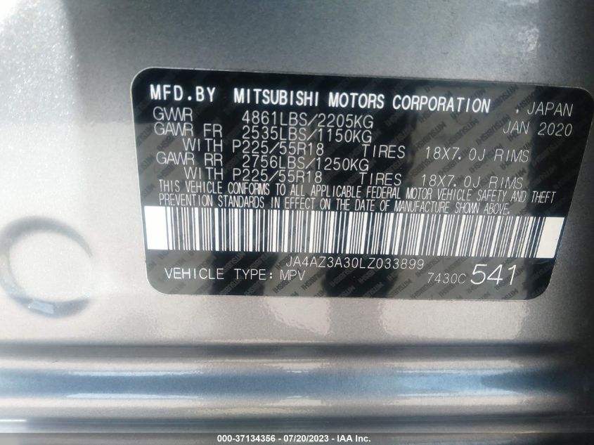 2020 MITSUBISHI OUTLANDER ES/SE/SEL/LE/SP - JA4AZ3A30LZ033899