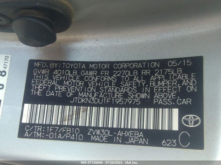 2015 TOYOTA PRIUS FOUR - JTDKN3DU1F1957975
