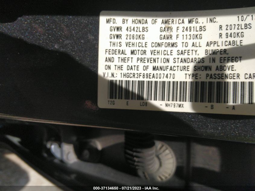 2014 HONDA ACCORD EX-L V-6 - 1HGCR3F89EA007470