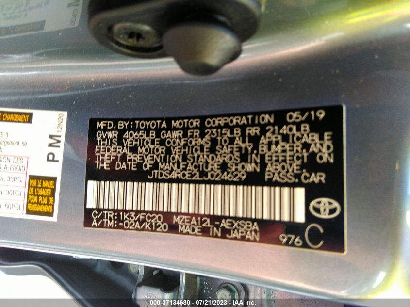 2020 TOYOTA COROLLA SE/NIGHTSHADE - JTDS4RCE2LJ024629