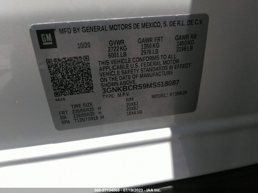 2021 CHEVROLET BLAZER LT - 3GNKBCRS9MS518087