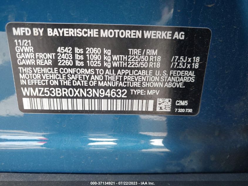 2022 MINI COUNTRYMAN COOPER S - WMZ53BR0XN3N94632