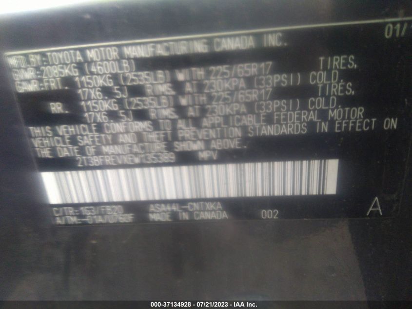 2014 TOYOTA RAV4 LE - 2T3BFREVXEW135389