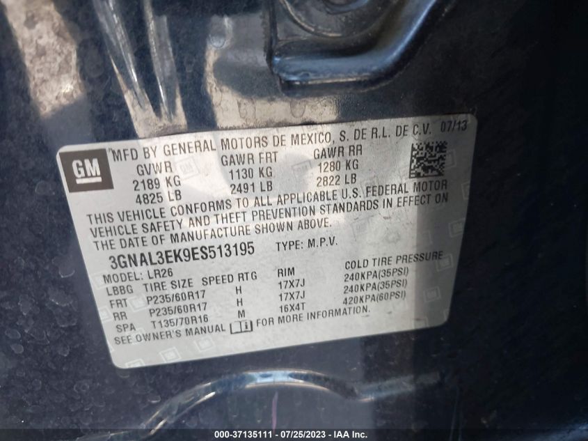 2014 CHEVROLET CAPTIVA SPORT FLEET LT - 3GNAL3EK9ES513195