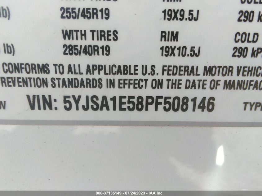 2023 TESLA MODEL S - 5YJSA1E58PF508146