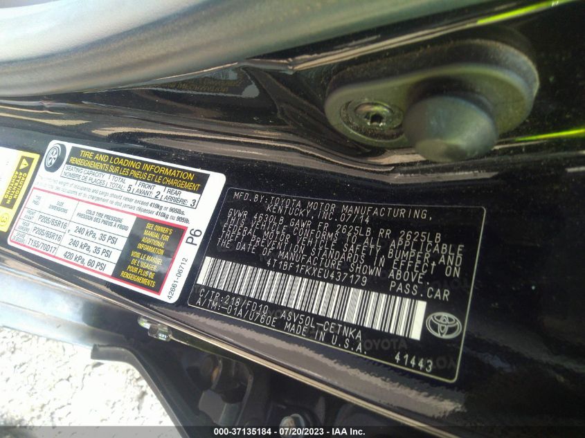 2014 TOYOTA CAMRY L/LE/XLE/SE/SE SPORT - 4T1BF1FKXEU437179