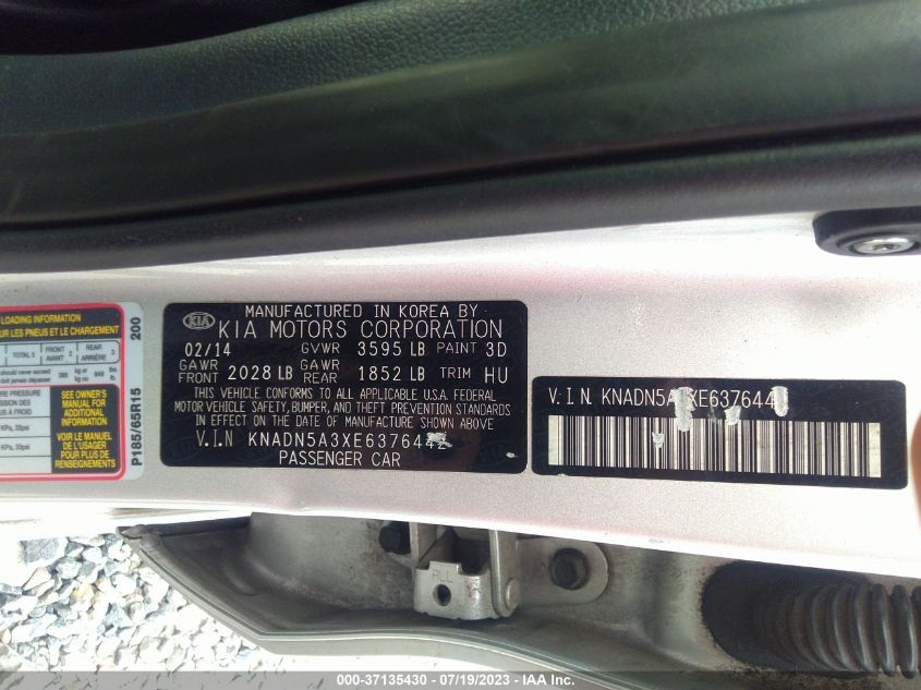 2014 KIA RIO EX - KNADN5A3XE6376442