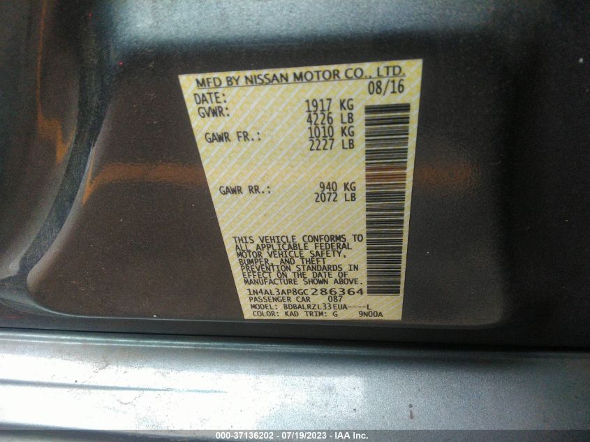 2016 NISSAN ALTIMA 2.5 SL - 1N4AL3AP8GC286364