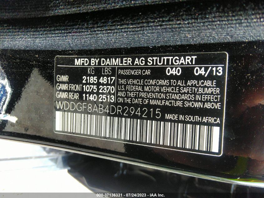 2013 MERCEDES-BENZ C-CLASS C 300 - WDDGF8AB4DR294215